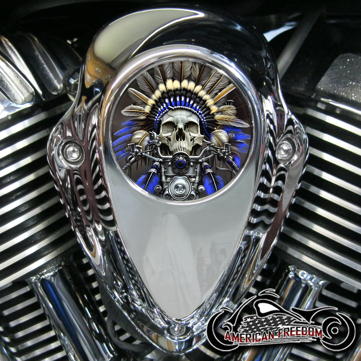 Indian Thunder Stroke Horn Insert - Motor Skull Blue